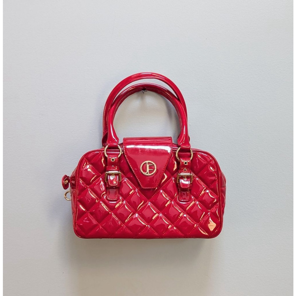 Jack French Red Burlington Parent Leather Quilt Satchel Bag -Missing Lock/Tag